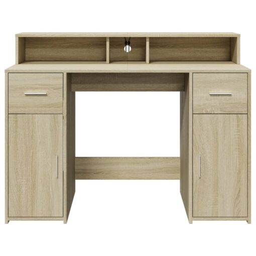 Desk with LED Lights Sonoma Oak 120x55x91 cm Engineered Wood - Image 6
