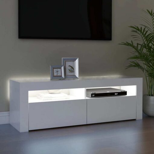 TV Cabinet with LED Lights White 120x35x40 cm - Image 4