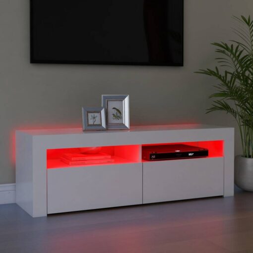 TV Cabinet with LED Lights White 120x35x40 cm - Image 5