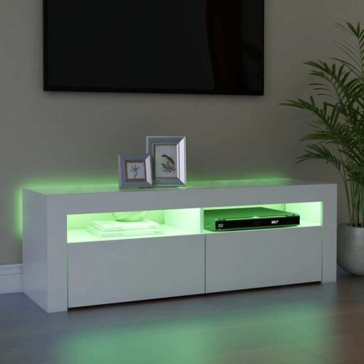 TV Cabinet with LED Lights White 120x35x40 cm - Image 6