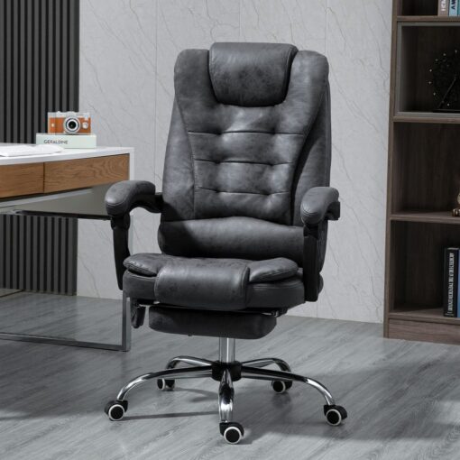 Vintage High Back Heated Massage Office Chair w/ 6 Vibration Points, Dark Grey - Image 3