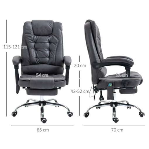 Vintage High Back Heated Massage Office Chair w/ 6 Vibration Points, Dark Grey - Image 4