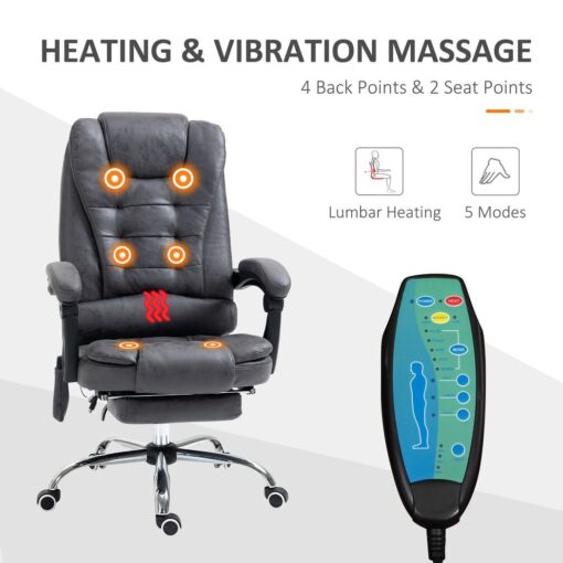 Vintage High Back Heated Massage Office Chair w/ 6 Vibration Points, Dark Grey - Image 5