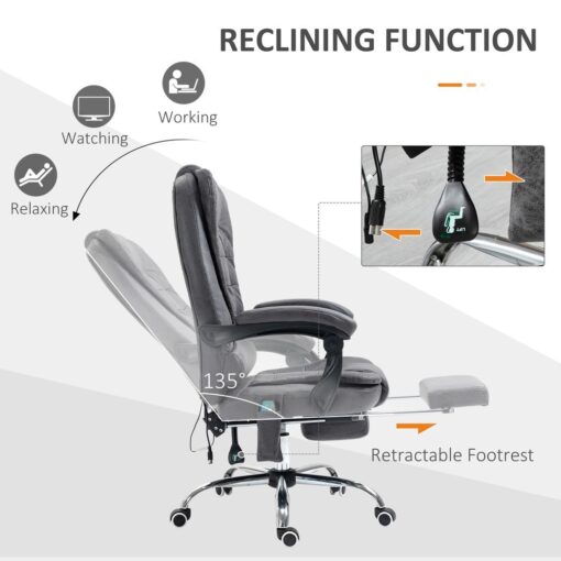 Vintage High Back Heated Massage Office Chair w/ 6 Vibration Points, Dark Grey - Image 6