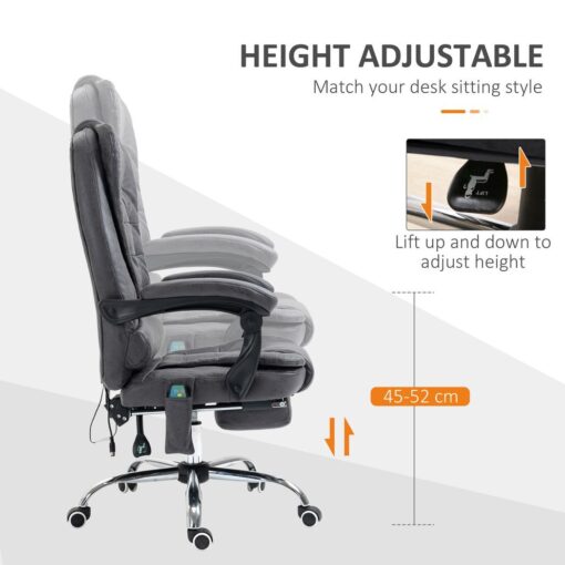 Vintage High Back Heated Massage Office Chair w/ 6 Vibration Points, Dark Grey - Image 7