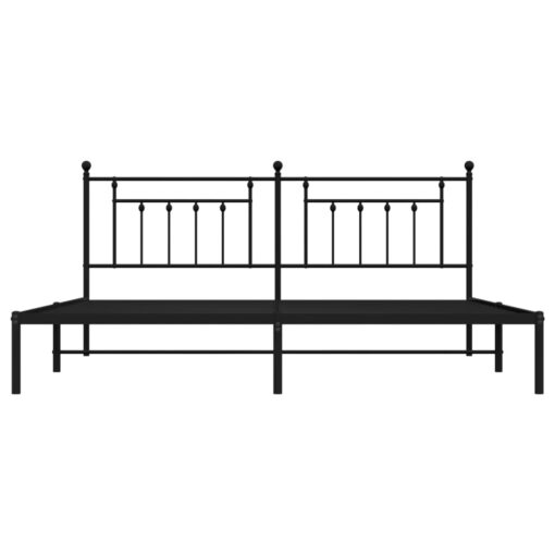 Metal Bed Frame without Mattress with Headboard Black 200x200cm - Image 6