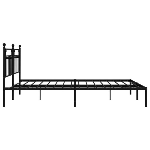Metal Bed Frame without Mattress with Headboard Black 200x200cm - Image 7