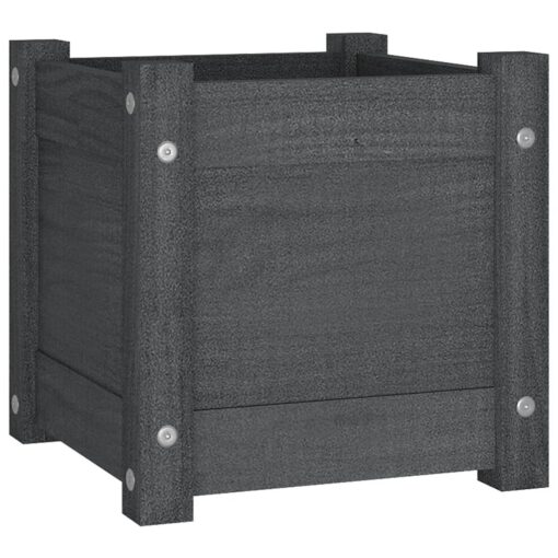 Garden Planter Grey 31x31x31 cm Solid Pinewood - Image 2