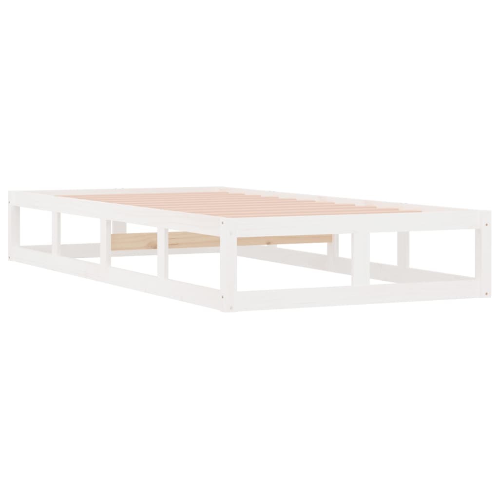 Bed Frame without Mattress White 100x200 cm Solid Wood - Image 4