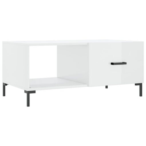 Coffee Table High Gloss White 90x50x40 cm Engineered Wood - Image 2