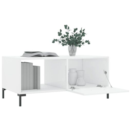 Coffee Table High Gloss White 90x50x40 cm Engineered Wood - Image 4
