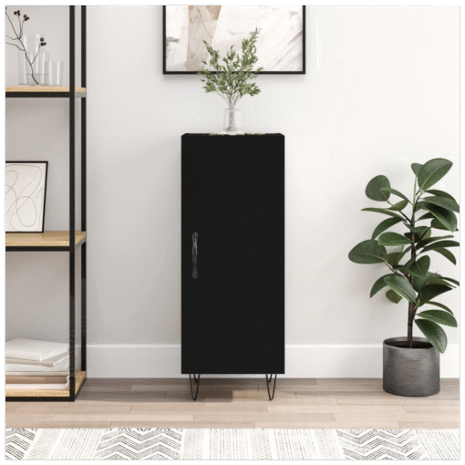 Sideboard Black 34.5x34x90 cm Engineered Wood - Image 2