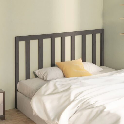 Bed Headboard Grey 141x4x100 cm Solid Wood Pine - Image 4