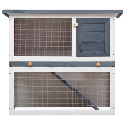Outdoor Rabbit Hutch 1 Door Grey Wood - Image 3