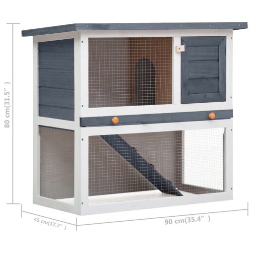 Outdoor Rabbit Hutch 1 Door Grey Wood - Image 7