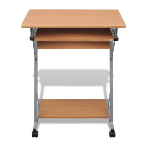 Compact Computer Desk with Pull-out Keyboard Tray Brown - Image 2