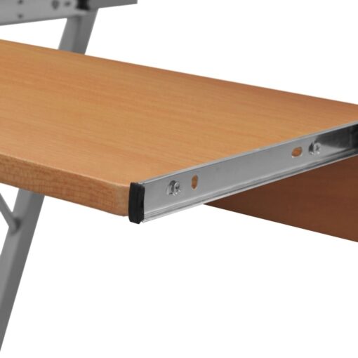 Compact Computer Desk with Pull-out Keyboard Tray Brown - Image 3