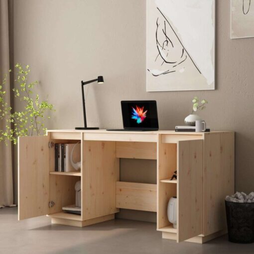 Desk 140x50x75 cm Solid Wood Pine - Image 3
