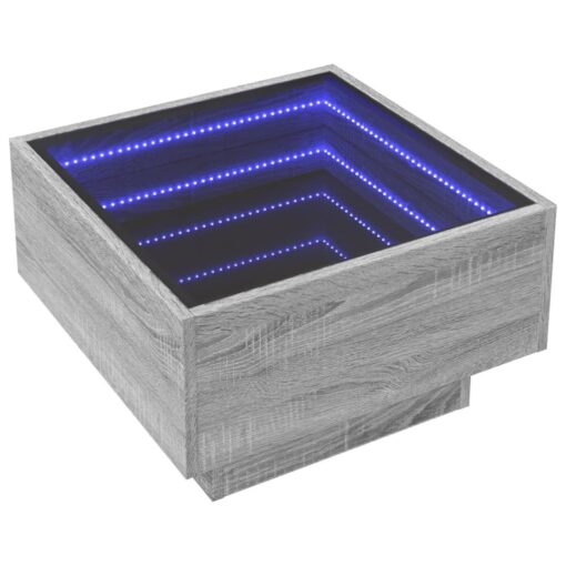 Coffee Table with LED Grey Sonoma 50x50x30 cm Engineered Wood - Image 3