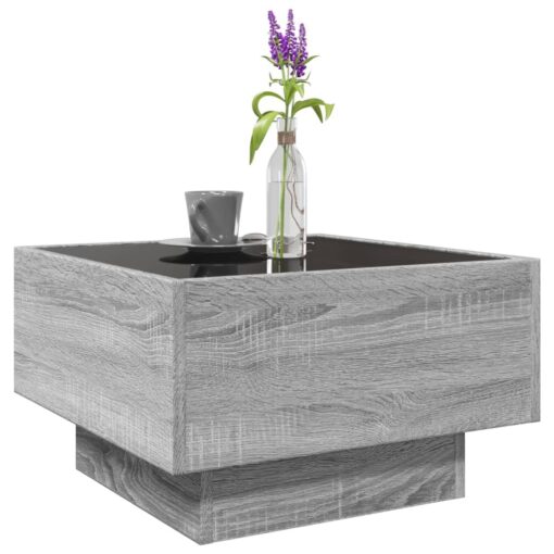 Coffee Table with LED Grey Sonoma 50x50x30 cm Engineered Wood - Image 5
