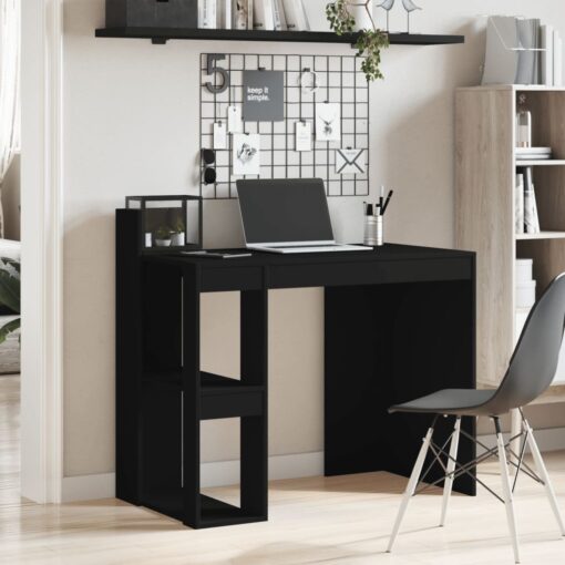 Office Desk Black 103.5x56.5x94 cm Engineered Wood - Image 3