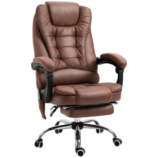 Vintage High Back Heated Massage Office Chair w/ 6 Vibration Points, Brown - Image 2
