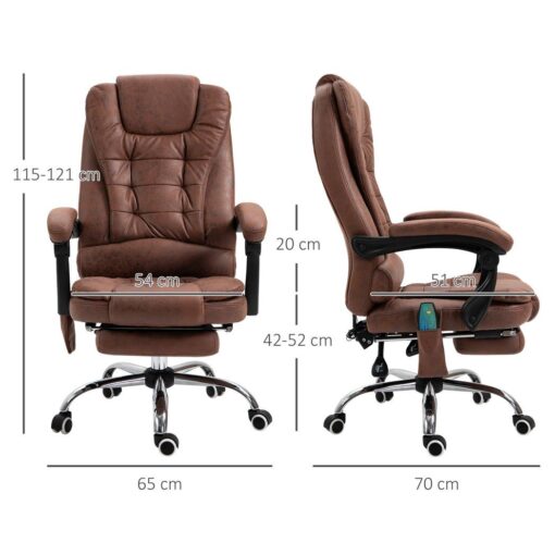 Vintage High Back Heated Massage Office Chair w/ 6 Vibration Points, Brown - Image 4