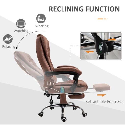 Vintage High Back Heated Massage Office Chair w/ 6 Vibration Points, Brown - Image 6