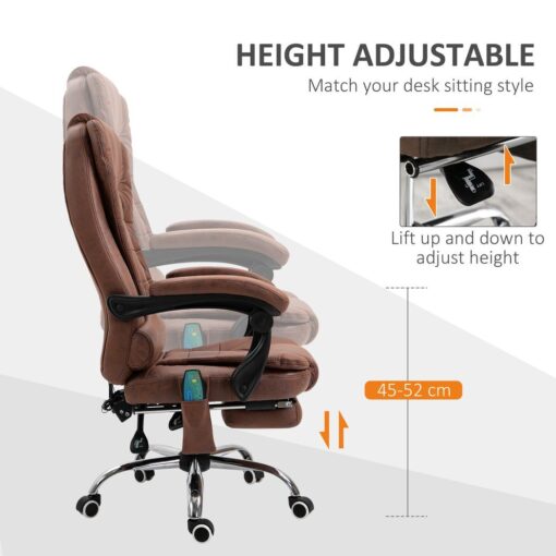 Vintage High Back Heated Massage Office Chair w/ 6 Vibration Points, Brown - Image 7