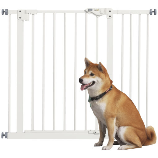PawHut Adjustable Safety Gate w/ 1 Extensions and Four Adjustable Screws, White - Image 2