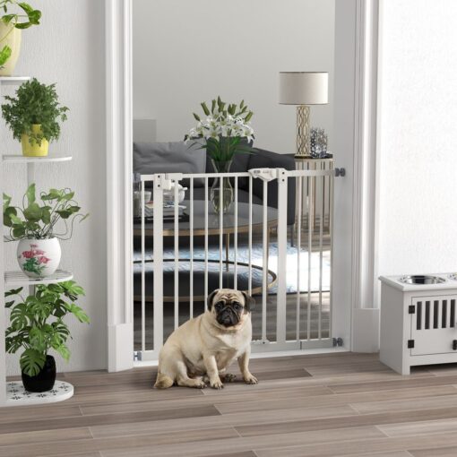 PawHut Adjustable Safety Gate w/ 1 Extensions and Four Adjustable Screws, White - Image 3