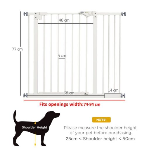 PawHut Adjustable Safety Gate w/ 1 Extensions and Four Adjustable Screws, White - Image 6