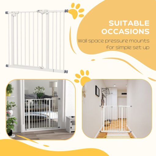 PawHut Adjustable Safety Gate w/ 1 Extensions and Four Adjustable Screws, White - Image 7