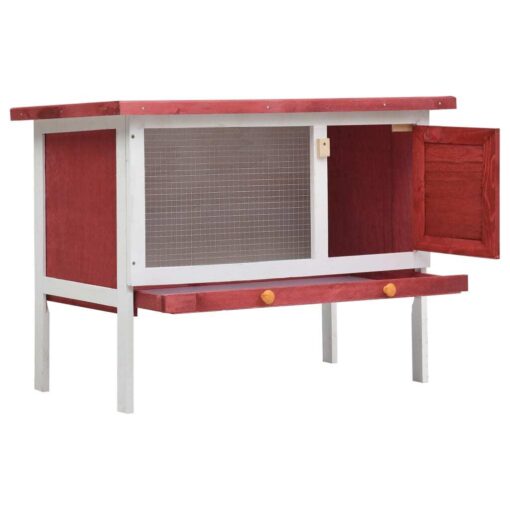 Outdoor Rabbit Hutch 1 Layer Red Wood - Image 3