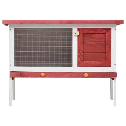 Outdoor Rabbit Hutch 1 Layer Red Wood - Image 4