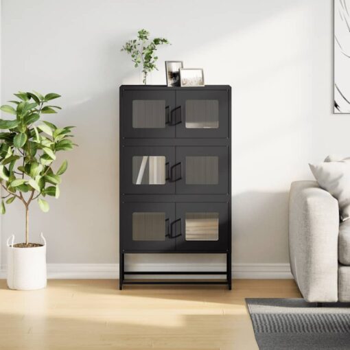 Highboard Black 68x39x123 cm Steel - Image 4
