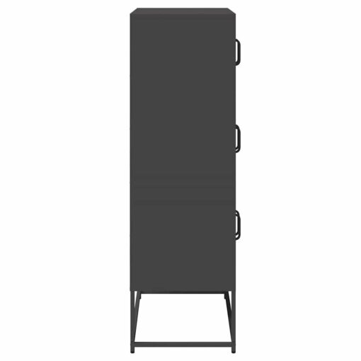 Highboard Black 68x39x123 cm Steel - Image 7