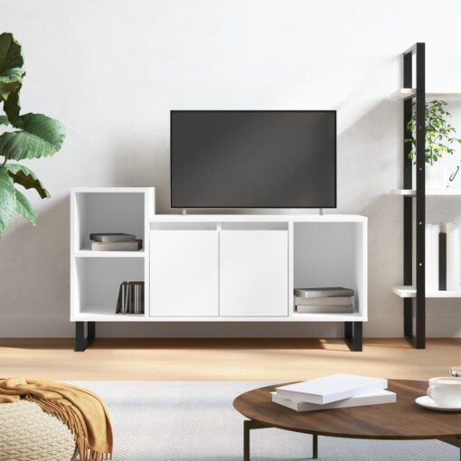 TV Cabinet High Gloss White 100x35x55 cm Engineered Wood - Image 2